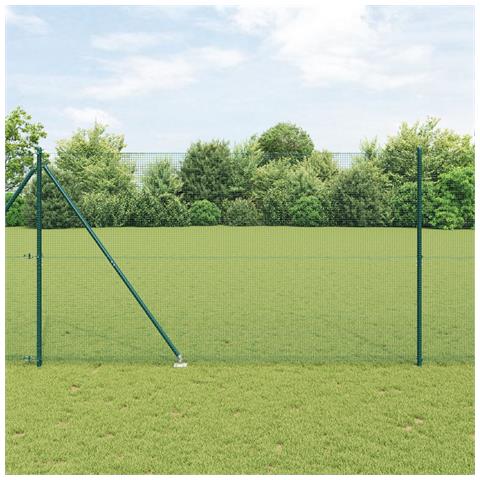 Recinzione in Rete Saldato con 13 Pali Picchetti Verde 1.5x50 m Acciaio - Foto 2
