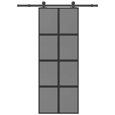 Porta Scorrevole Ferramenta 76x205 cm Vetro Temperato Alluminio - Foto 1