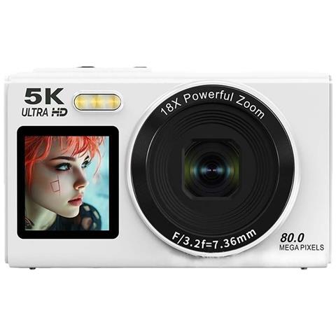 Fotocamera Digitale Ccd 5k Con Doppio Schermo Per Selfie Da 80mp White - Foto 1