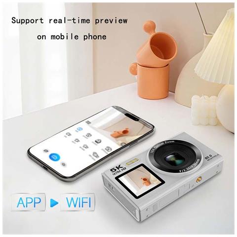 Fotocamera Digitale Ccd 5k Con Doppio Schermo Per Selfie Da 80mp White - Foto 2