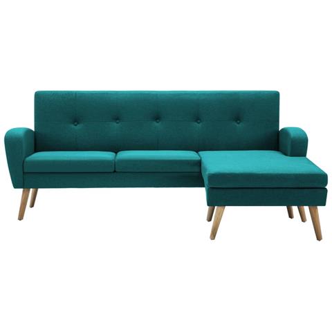 Divano A L Con Rivestimento In Tessuto 186x136x79 Cm Verde - Foto 2