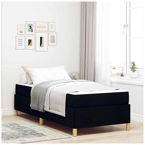 Letto a molle con materasso Nero e Bianco 90 x 190 cm Tessuto - Foto 2