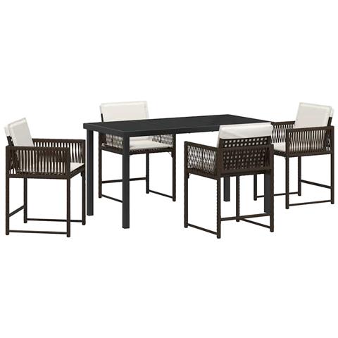 Set da Pranzo per Giardino 5 pcs Marrone polyrattan - Foto 1