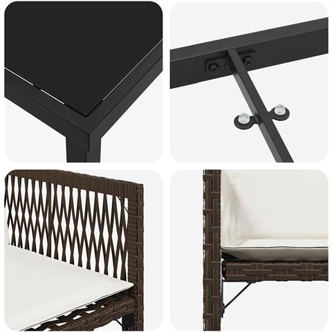 Set da Pranzo per Giardino 5 pcs Marrone polyrattan - Foto 9