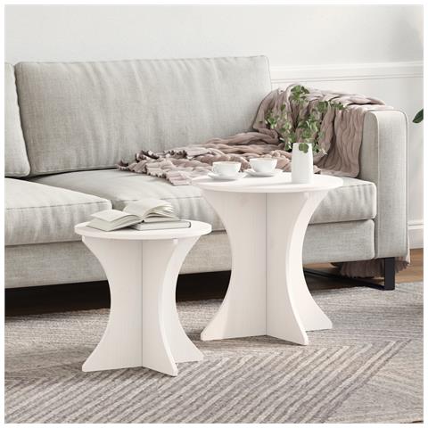 Tavolino da salotto 2 pcs Bianco 46 x 46 x 47 cm - Foto 2