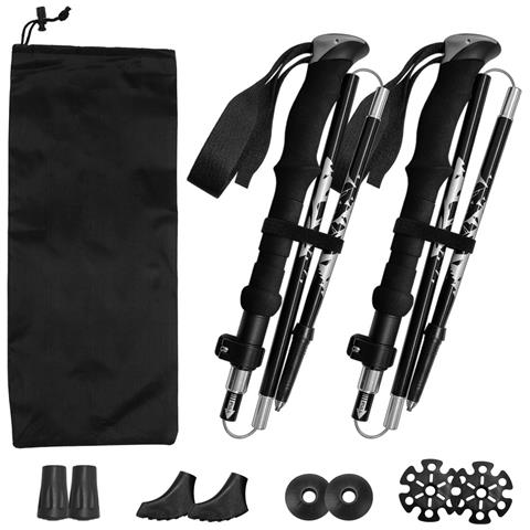 Set Di Bastoncini Da Trekking Unisex Con Manico Nero: Alluminio 7075, Ultraleggeri, Pieghevoli - Foto 1