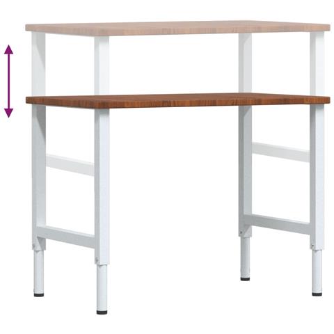 Banco Lavoro Marrone Scuro 100x60x(71,5-98) cm Legno di Rovere - Foto 9