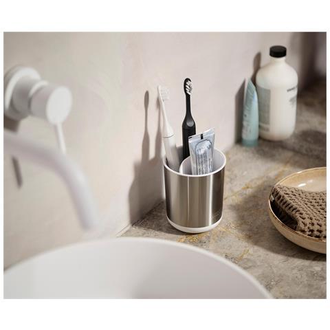 Portaspazzolini Acciaio Inossidabile Duo Steel Small Supporto Per Spazzolini Capacità Per Spazzolini Elettrici E Manuali Facile Da Pulire - Foto 2