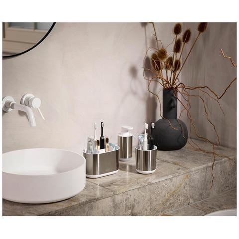 Portaspazzolini Acciaio Inossidabile Duo Steel Small Supporto Per Spazzolini Capacità Per Spazzolini Elettrici E Manuali Facile Da Pulire - Foto 4