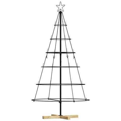 Albero a Cono di Natale con supporto Nero 150 cm Acciaio - Foto 1