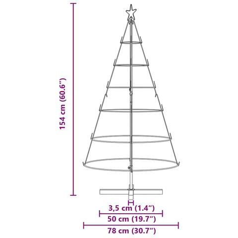Albero a Cono di Natale con supporto Nero 150 cm Acciaio - Foto 9