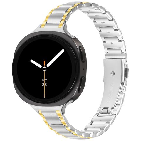 Elegante Bracciale A Tripla Maglia In Acciaio Inossidabile Compatibile Con Samsung Galaxy Watch8/8 Classic Silver+gold - Foto 2