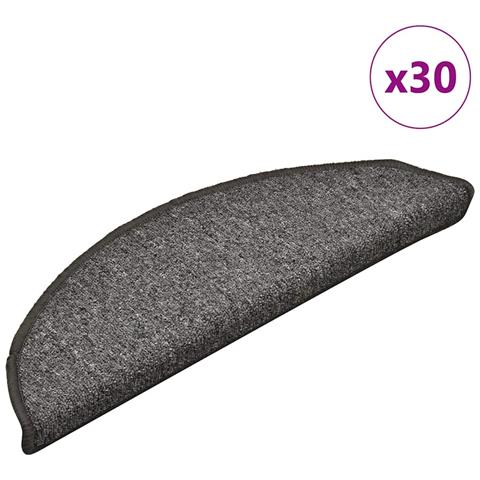 Tappetini per scale 30 pz 56x17x3 cm Grigio scuro Semicircolari - Foto 1