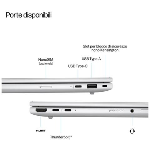 EliteBook 8 G1i 16 inch Notebook AI PC Wolf Pro Security Edition Intel Core Ultra 5 225U Computer portatile 40,6 cm (16") WUXGA 24 GB DDR5-SDRAM 512 GB SSD Wi-Fi 6E (802.11ax) Windows 11 Pro Argento - Foto 2