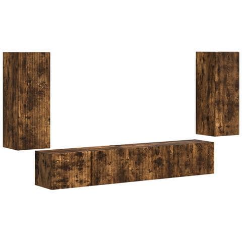 Set mobile TV 4 pcs Rovere fumé Legno multistrato - Foto 1