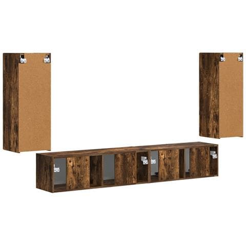 Set mobile TV 4 pcs Rovere fumé Legno multistrato - Foto 9