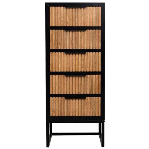 Cassettiera 5 Cassetti, Legno E Metallo, 42x36,5x105h Cm - Foto 2