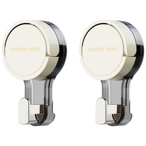 Ganci A Ventosa Senza Fori X2 - Ganci Rimovibili Per Asciugamani Da Parete Per Cucina E Bagno, Plastica, Multicolore White - Foto 1