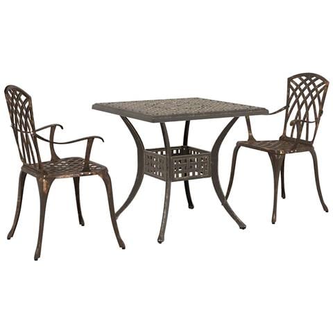 Set di Tavolo da Giardino 3 pcs Bronzo Alluminio pressofuso - Foto 1