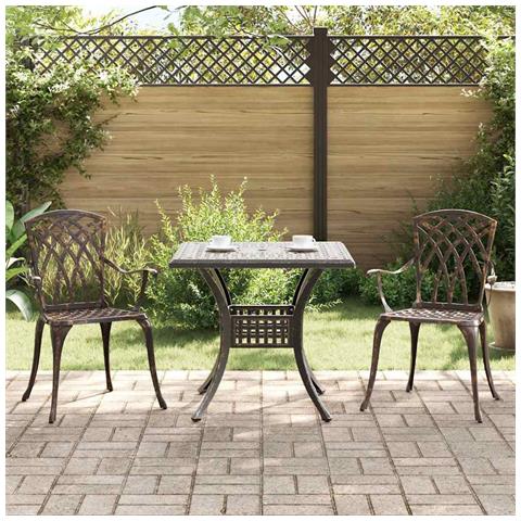 Set di Tavolo da Giardino 3 pcs Bronzo Alluminio pressofuso - Foto 2