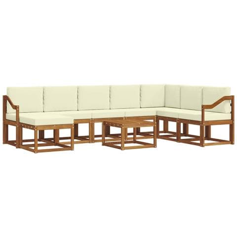 Set di divani da esterno con cuscino 9 pcs Naturale e Crema - Foto 1