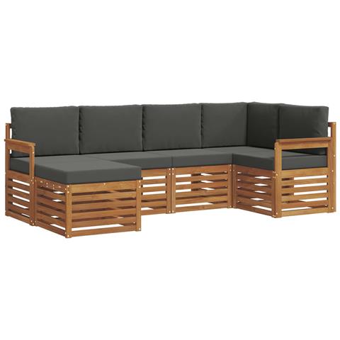 Set divani 6 pcs Naturale e Antracite Legno di Acacia Massello - Foto 1