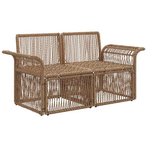 Divano da giardino 2-Numero di posti Beige polyrattan - Foto 2