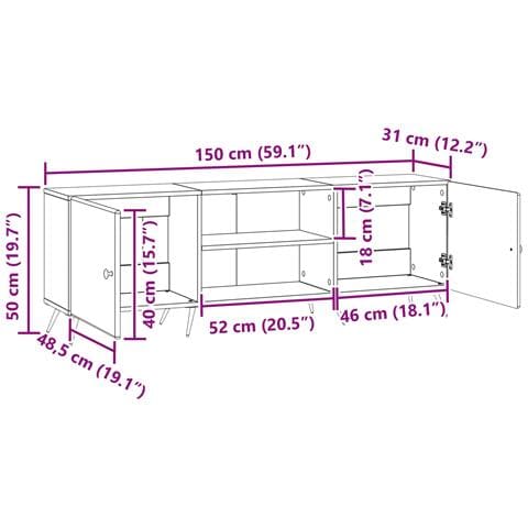 Mobile TV Rovere Sonoma 150 x 31 x 50 cm Legno ingegnerizzato - Foto 9