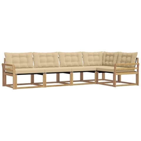 Set di divani da esterno con cuscino 5 pcs Bianco e Beige - Foto 1