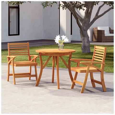 Set da Pranzo per Giardino 3 pz in Legno Massello di Acacia - Foto 2