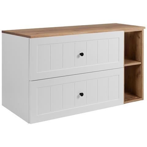 Mobile sottolavabo, Bianco e nero, 80 cm, Cassetti con chiusura ammortizzata, Ripiano con superficie di appoggio - Foto 1