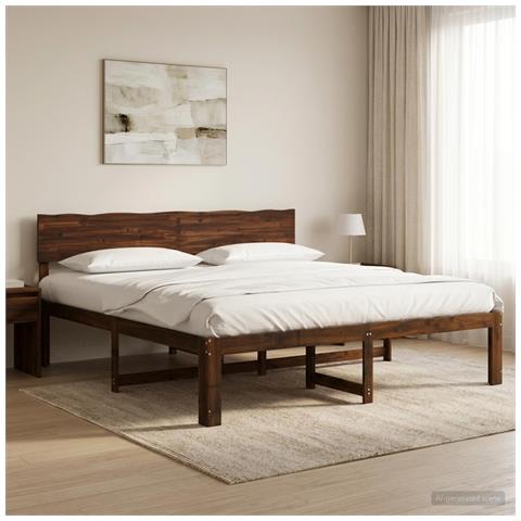 Letto matrimoniale con testiera ROSTOCK Marrone Scuro - Foto 2