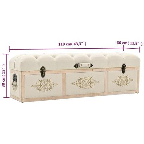 Cassapanca 110 cm Crema in Legno Massello di Abete - Foto 7