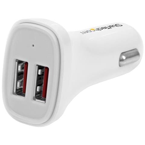 Caricatore per auto USB a due porte, 24 W / 4,8 A, bianco - Ricarica 2 tablet contemporaneamente - Foto 1