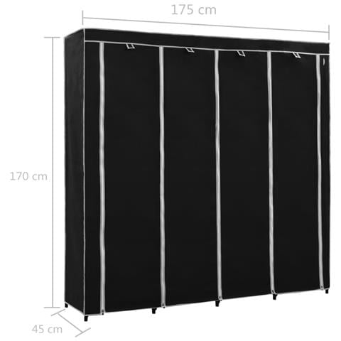 Guardaroba Con 4 Scomparti Nero 175x45x170 Cm - Foto 15