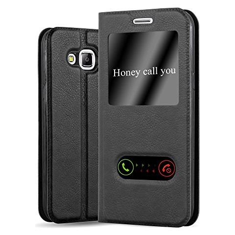 Custodia Compatibile Con Samsung Galaxy J5 2015 In Nero Cometa - Coperchio Protettivo Con Chiusura Magnetica, Funzione Stand E 2 Finestre Di Visualizzazione - Foto 1