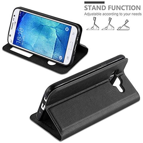 Custodia Compatibile Con Samsung Galaxy J5 2015 In Nero Cometa - Coperchio Protettivo Con Chiusura Magnetica, Funzione Stand E 2 Finestre Di Visualizzazione - Foto 2