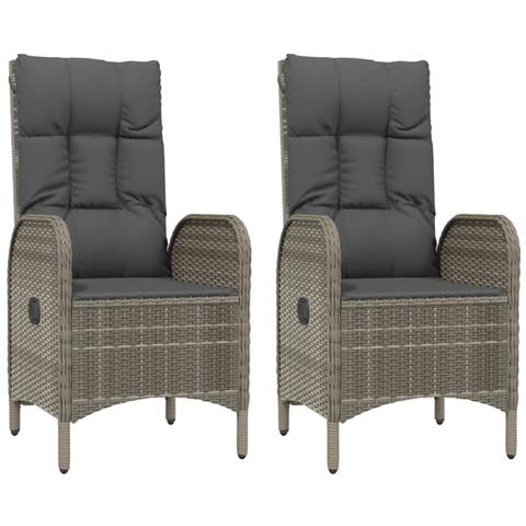 Sedie Da Giardino 2 Pz In Polyrattan Grigio - Foto 1