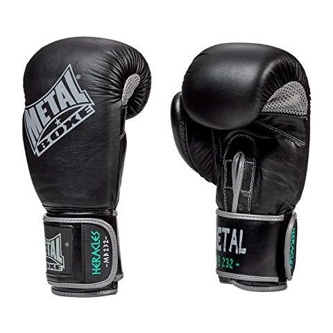 Pugilato Metal - Guanti In Pelle Eracle Boxing Da, Da Adulto, Unisex, 10 Oz Colore: Nero - Foto 1