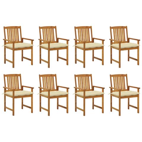 Sedie da Giardino con Cuscini 8 pz in Legno Massello di Acacia - Foto 1