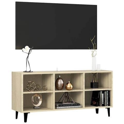 Mobile TV con Gambe in Metallo Rovere Sonoma 103,5x30x50 cm - Foto 7