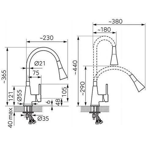 Zumba Ii Miscelatore Monocomando Da Cucina Beige (bza42p)  - Foto 2