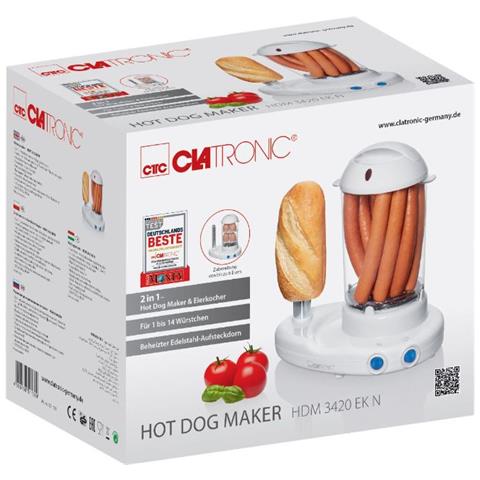 Macchina Per Hot Dog E Cuoci Uova Hdm 3420 Ek N 1 Pin Riscaldati Per Pane E Cuoci Uova 350W Colore Bianco - Foto 1