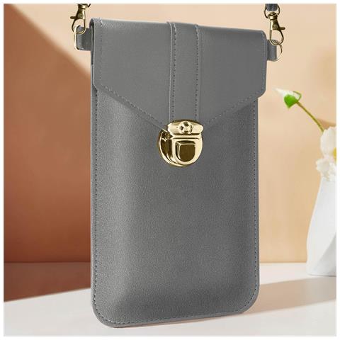 Pochette Per Smartphone Con Finestra Touch E Tracolla Da 1m40 Grigio Scuro - Foto 10