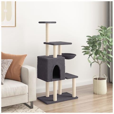 Albero Per Gatti Con Tiragraffi In Sisal Grigio Scuro 131 Cm - Foto 2