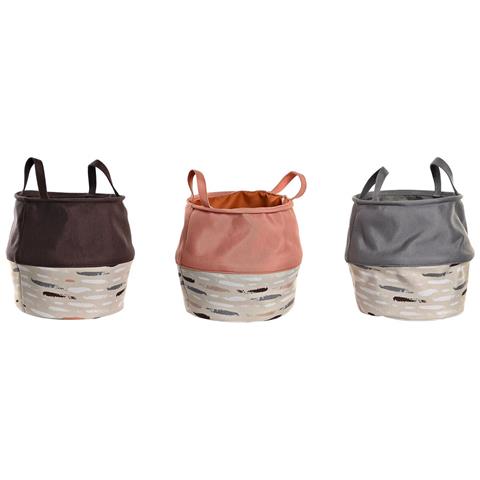 Cesto Per I Panni Sporchi Dkd Home Decor Grigio Arancio 28 X 28 X 30 Cm (3 Unità) - Foto 1