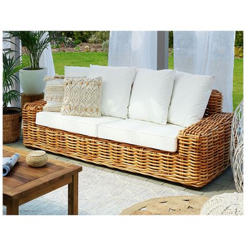 Divano A 3 Posti In Rattan Naturale Forli - Foto 1