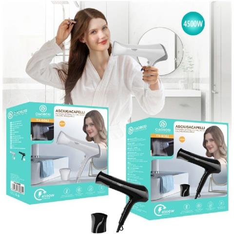 Trade Shop - Asciugacapelli Phon Professionale 2 Velocità 4500w Impugnatura Anatomica Tx-8082 - Foto 1