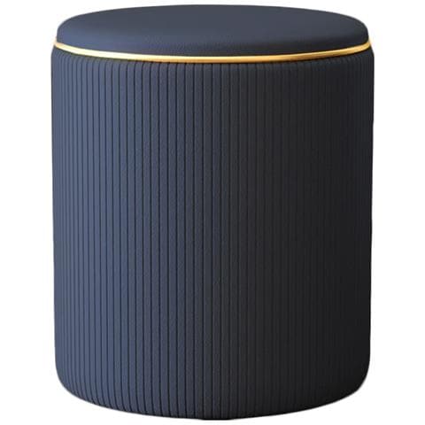 Pouf Contenitore Ecopelle Blu Decoro Oro Poggiapiedi Seduta Imbottita 35x45cm - Foto 1