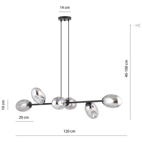 Lampada A Sospensione Pandora - Nero, Grigio - Acciaio Verniciato A Polvere, Vetro - 120x100x40 Cm - Foto 5